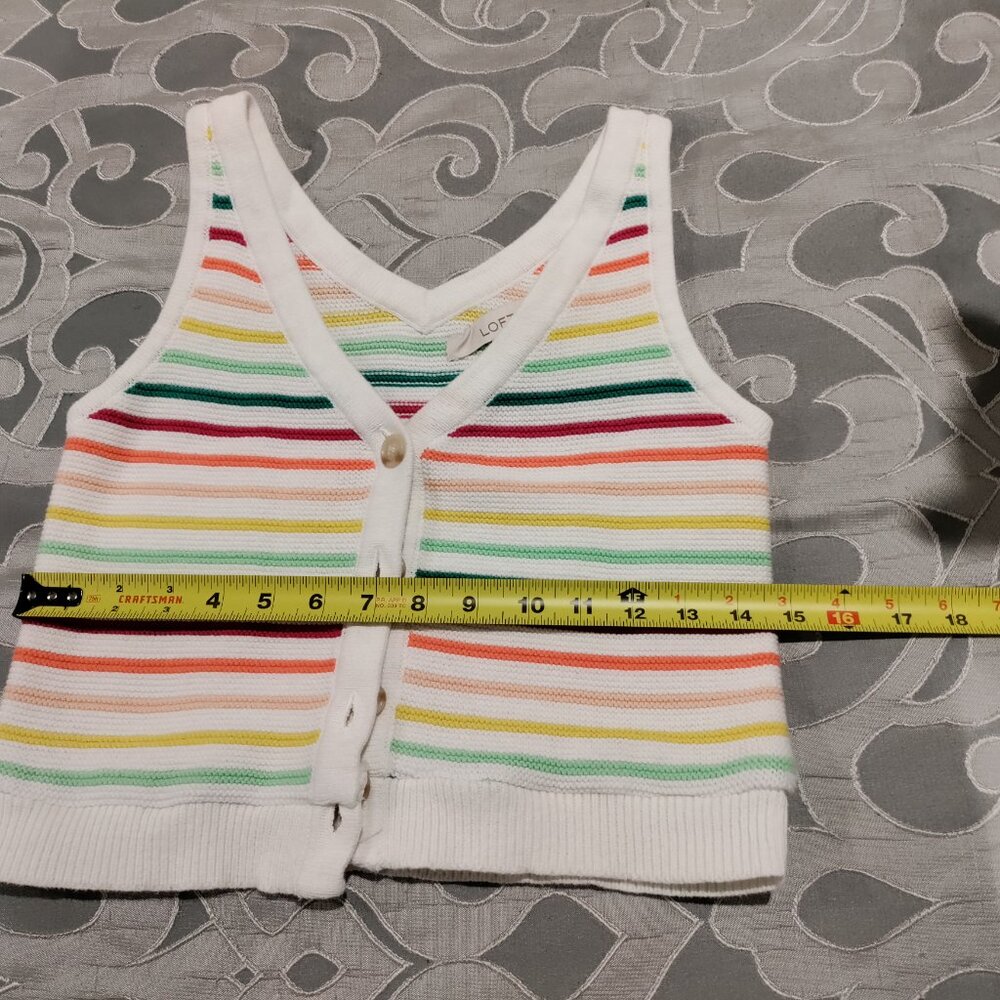 Rainbow Button-Up Cropped Sweater Vest from LOFT - Picture 5 of 6